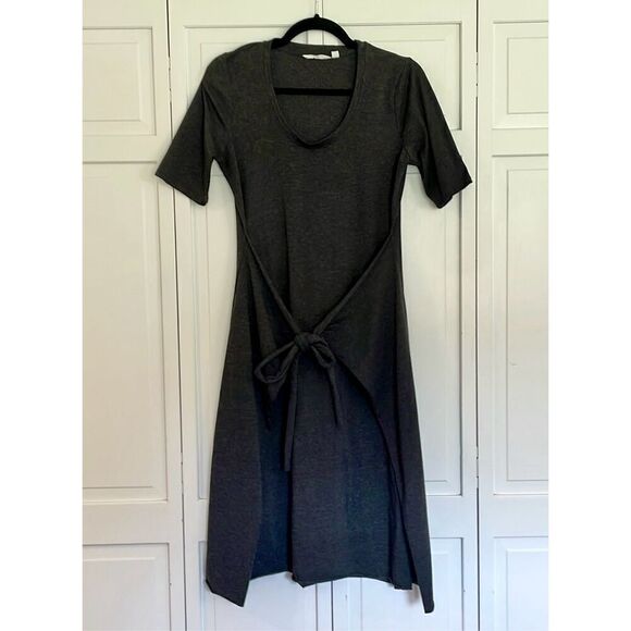 Athleta grey tie front tshirt dress M - Picture 3 of 11